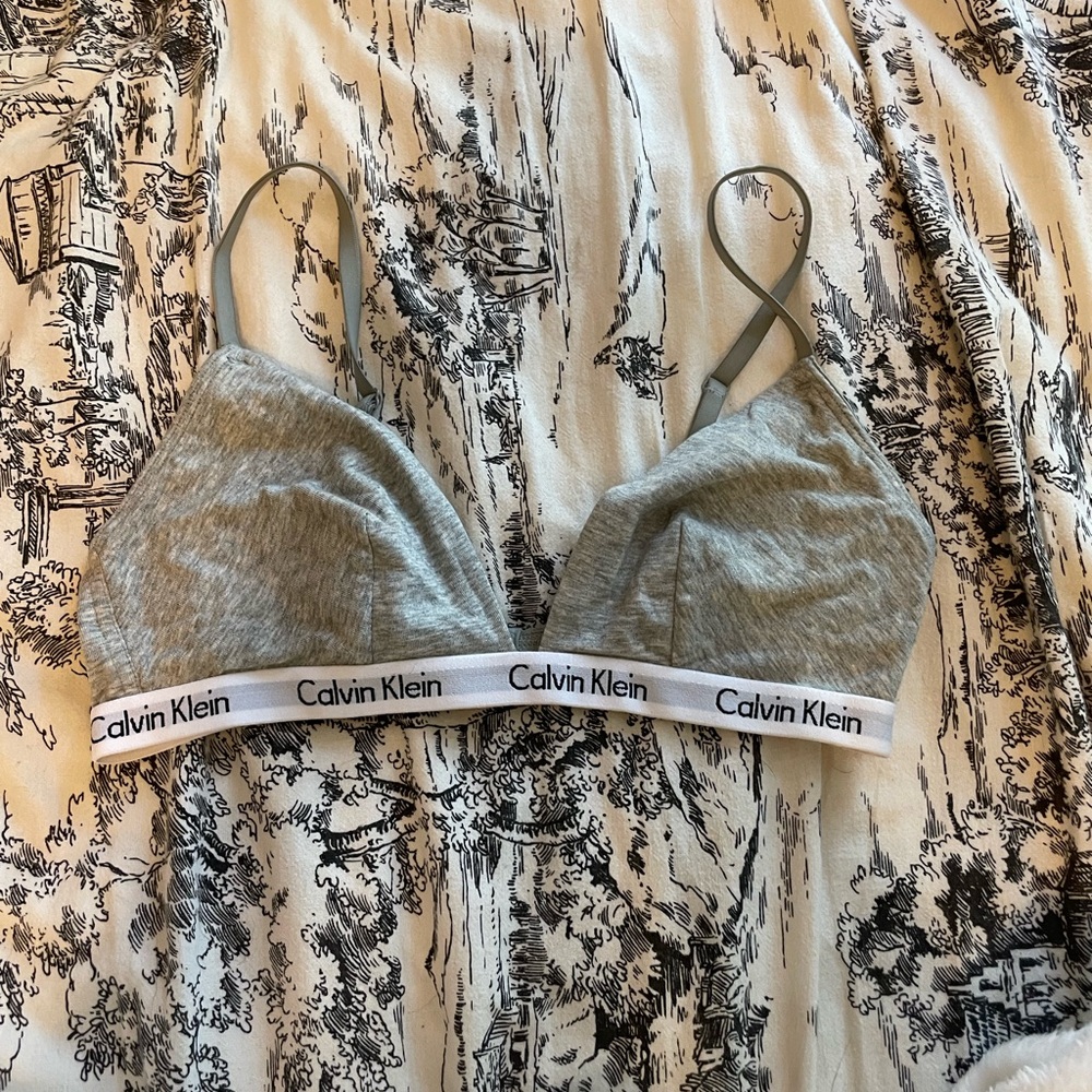 grey calvin klein bralette